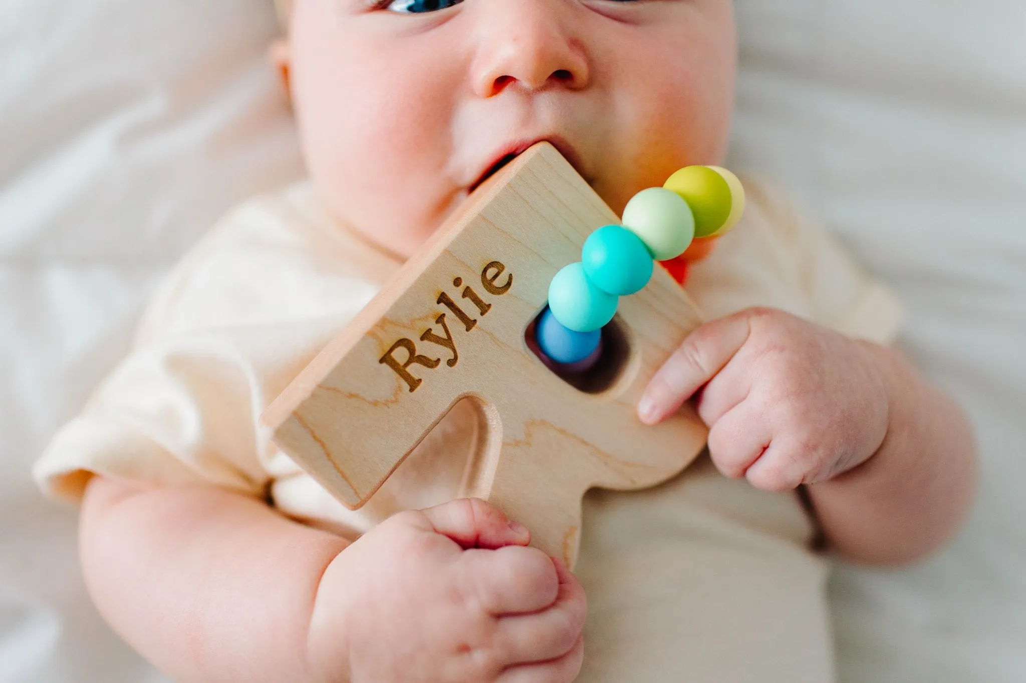 Alphabet Grasping Toy with Teething Beads - Choose Your Letter