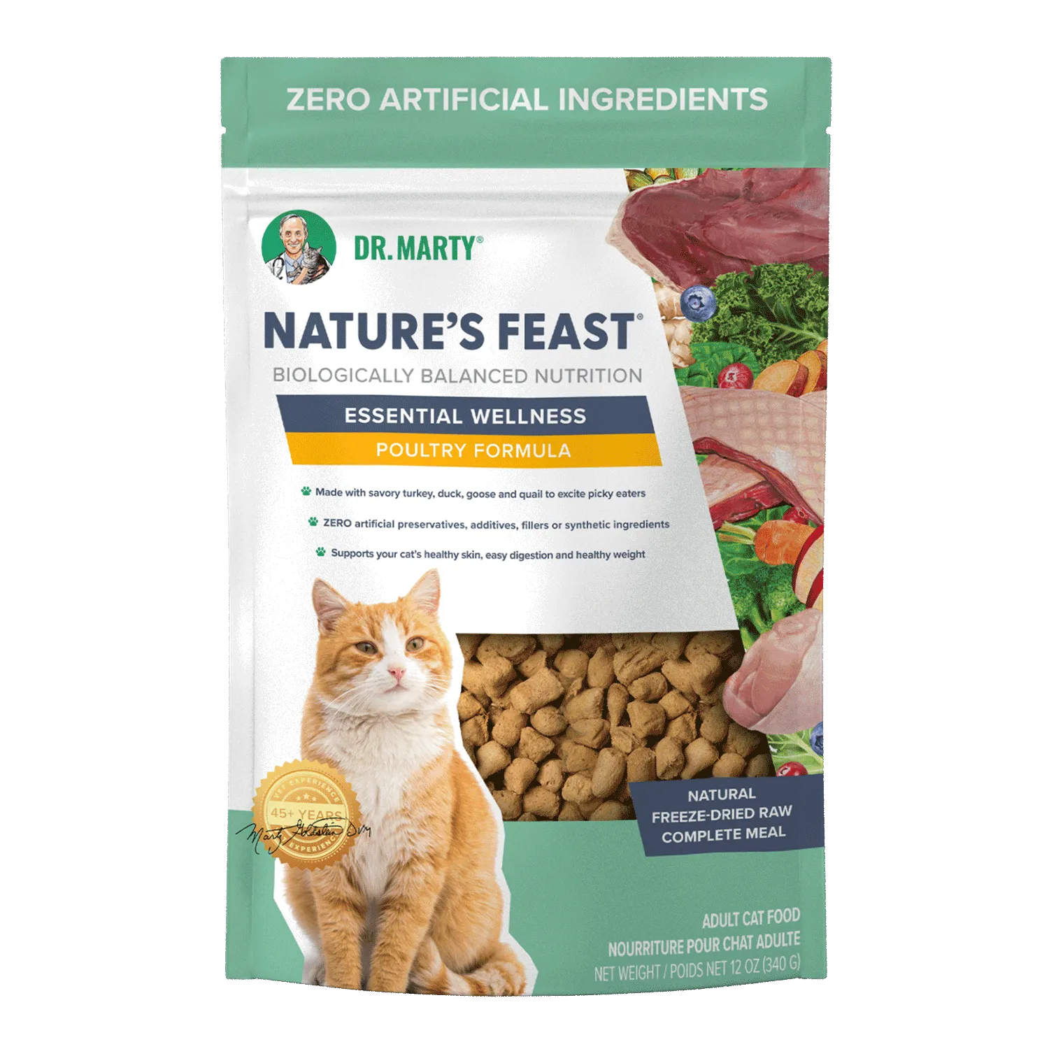 DR. MARTY Nature’s Feast Essential Wellness Poultry Freeze Dried Raw Cat Food