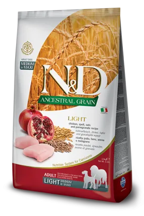 Farmina Natural & Delicious Ancestral Grain Light Chicken & Pomegranate Adult Medium & Maxi Dog Food