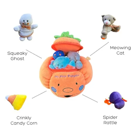 Halloween Stuffed Pumpkin Playset with 4 ct Sensory Toys