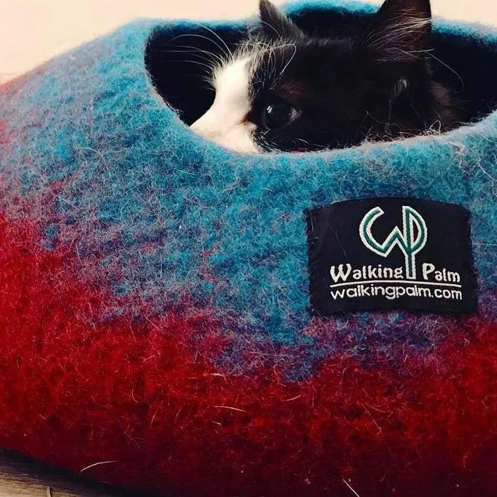 Maroon and Teal Cat Cave | Pet Bed