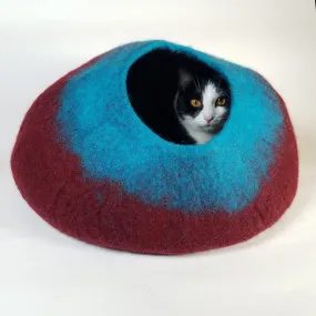 Maroon and Teal Cat Cave | Pet Bed