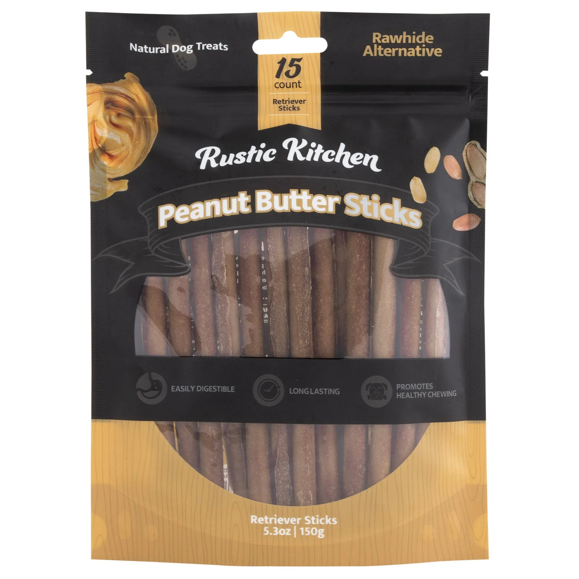 Rustic Kitchen Rawhide Alternative Peanut Butter Retriever Sticks