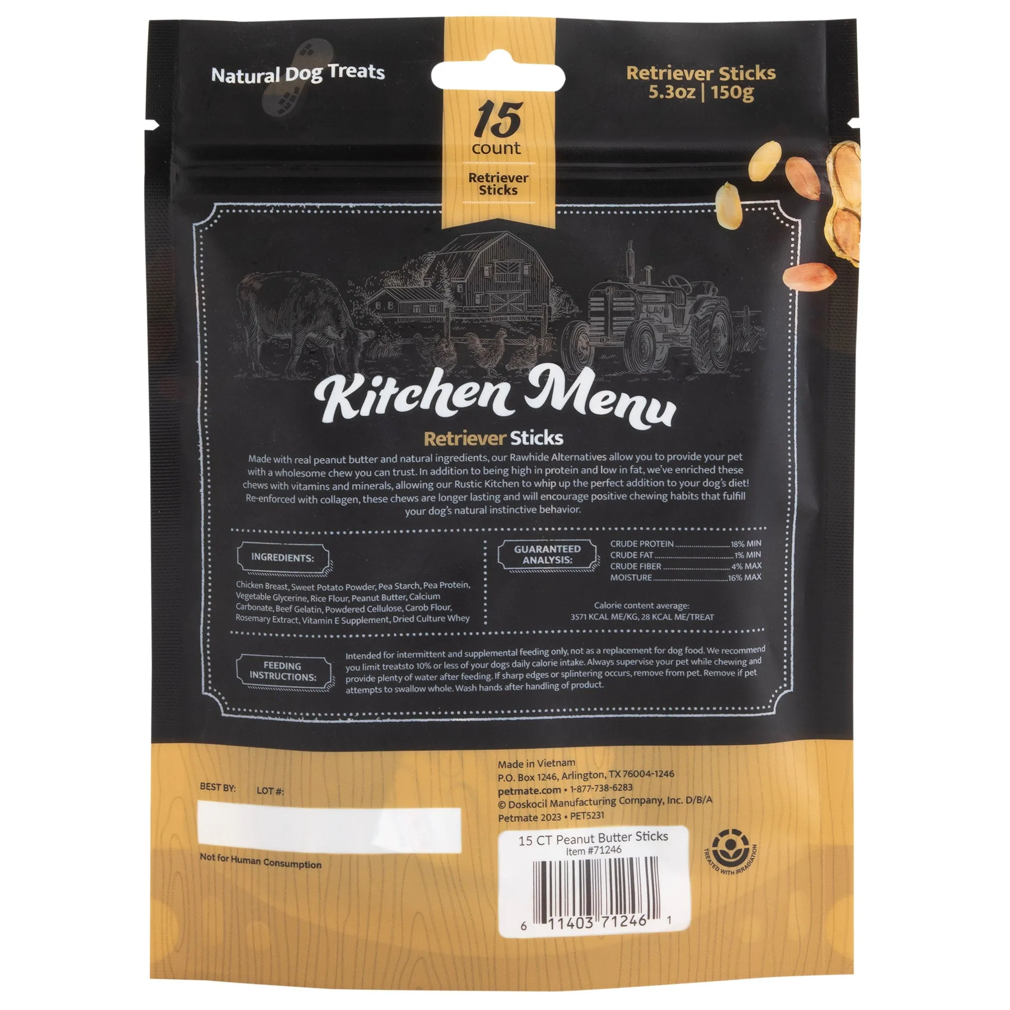 Rustic Kitchen Rawhide Alternative Peanut Butter Retriever Sticks