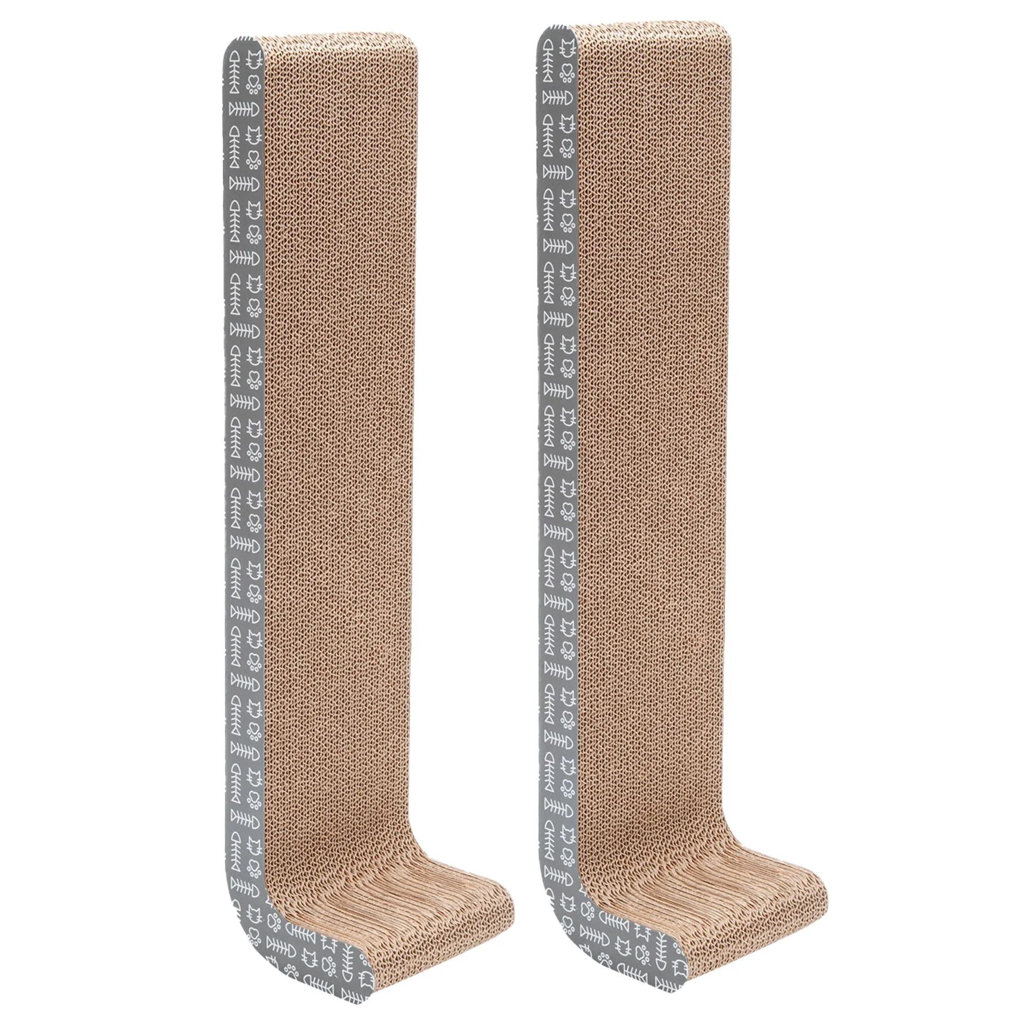 Wall-Mounted Corrugated Cat Scratcher with Catnip - Standard or Wide (2PK)